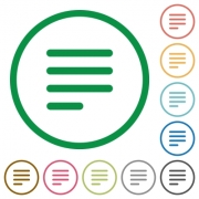 Text align justify last row left flat color icons in round outlines on white background - Text align justify last row left flat icons with outlines
