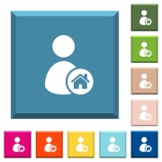 User home white icons on edged square buttons in various trendy colors - User home white icons on edged square buttons