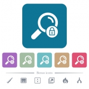 Search locked white flat icons on color rounded square backgrounds. 6 bonus icons included - Search locked flat icons on color rounded square backgrounds