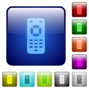 Remote control icons in rounded square color glossy button set - Remote control color square buttons - Large thumbnail