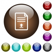 Upload document white icons on round color glass buttons - Upload document color glass buttons - Large thumbnail