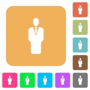 Businessman silhouette flat icons on rounded square vivid color backgrounds. - Businessman silhouette rounded square flat icons