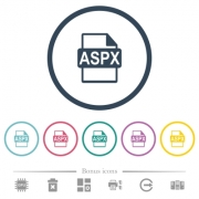 ASPX file format flat color icons in round outlines. 6 bonus icons included. - ASPX file format flat color icons in round outlines - Large thumbnail