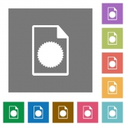 Certificate file flat icons on simple color square backgrounds - Certificate file square flat icons - Large thumbnail