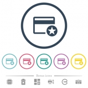 Primary credit card flat color icons in round outlines. 6 bonus icons included. - Primary credit card flat color icons in round outlines - Large thumbnail