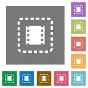 Place movie flat icons on simple color square backgrounds - Place movie square flat icons - Large thumbnail