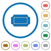 Ticket with straight edges flat color vector icons with shadows in round outlines on white background - Ticket with straight edges icons with shadows and outlines