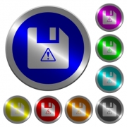 File warning icons on round luminous coin-like color steel buttons - File warning luminous coin-like round color buttons - Large thumbnail