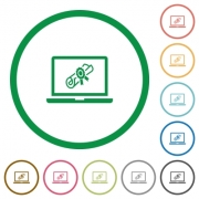 Webinar on laptop flat color icons in round outlines on white background - Webinar on laptop flat icons with outlines