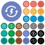 Renewable energy multi colored flat icons on round backgrounds. Included white, light and dark icon variations for hover and active status effects, and bonus shades. - Renewable energy round flat multi colored icons