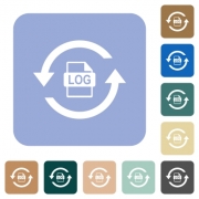 Log file rotation white flat icons on color rounded square backgrounds - Log file rotation rounded square flat icons
