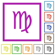 virgo zodiac symbol flat color icons in square frames on white background - virgo zodiac symbol flat framed icons