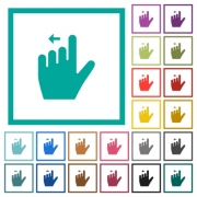 Left handed move left gesture flat color icons with quadrant frames on white background - Left handed move left gesture flat color icons with quadrant frames