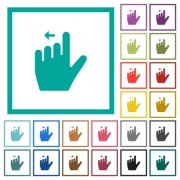 Left handed move left gesture flat color icons with quadrant frames on white background - Left handed move left gesture flat color icons with quadrant frames - Large thumbnail