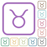 Taurus zodiac symbol simple icons in color rounded square frames on white background - Taurus zodiac symbol simple icons