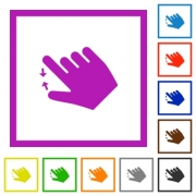 Right handed pinch close gesture flat color icons in square frames on white background - Right handed pinch close gesture flat framed icons