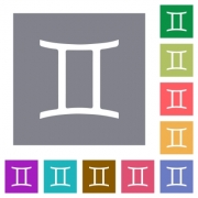 Gemini zodiac symbol flat icons on simple color square backgrounds - Gemini zodiac symbol square flat icons - Large thumbnail