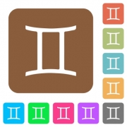 Gemini zodiac symbol flat icons on rounded square vivid color backgrounds. - Gemini zodiac symbol rounded square flat icons
