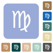 virgo zodiac symbol white flat icons on color rounded square backgrounds - virgo zodiac symbol rounded square flat icons
