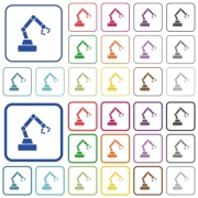 Robot arm color flat icons in rounded square frames. Thin and thick versions included. - Robot arm outlined flat color icons - Large thumbnail