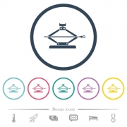 Car jack flat color icons in round outlines. 6 bonus icons included. - Car jack flat color icons in round outlines