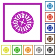 Roulette wheel flat color icons in square frames on white background - Roulette wheel flat framed icons