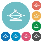 Car jack flat white icons on round color backgrounds - Car jack flat round icons