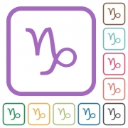 Capricorn zodiac symbol simple icons in color rounded square frames on white background - Capricorn zodiac symbol simple icons
