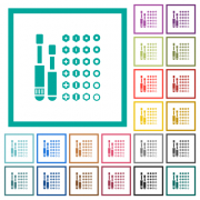 Set of screwdriver bits flat color icons with quadrant frames on white background - Set of screwdriver bits flat color icons with quadrant frames