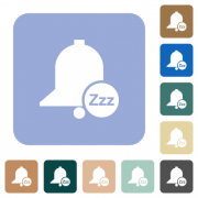 Reminder snooze white flat icons on color rounded square backgrounds - Reminder snooze rounded square flat icons