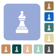 Black chess bishop white flat icons on color rounded square backgrounds - Black chess bishop rounded square flat icons