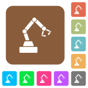 Robot arm flat icons on rounded square vivid color backgrounds. - Robot arm rounded square flat icons