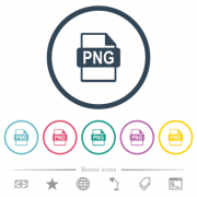 PNG file format flat color icons in round outlines. 6 bonus icons included. - PNG file format flat color icons in round outlines - Large thumbnail