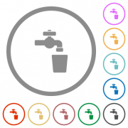 Drinking water flat color icons in round outlines on white background - Drinking water flat icons with outlines