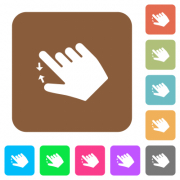 Right handed pinch close gesture flat icons on rounded square vivid color backgrounds. - Right handed pinch close gesture rounded square flat icons