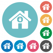 Home quarantine flat white icons on round color backgrounds - Home quarantine flat round icons