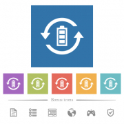 Renewable energy flat white icons in square backgrounds. 6 bonus icons included. - Renewable energy flat white icons in square backgrounds