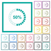 50 percent loaded flat color icons with quadrant frames on white background - 50 percent loaded flat color icons with quadrant frames - Large thumbnail