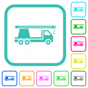Crane truck vivid colored flat icons in curved borders on white background - Crane truck vivid colored flat icons