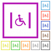 Handicapped parking flat color icons in square frames on white background - Handicapped parking flat framed icons