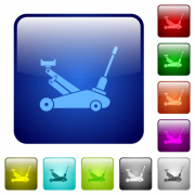 Car jack icons in rounded square color glossy button set - Car jack color square buttons
