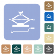 Car jack with crank white flat icons on color rounded square backgrounds - Car jack with crank rounded square flat icons