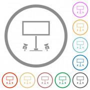 Billboard with reflectors flat color icons in round outlines on white background - Billboard with reflectors flat icons with outlines