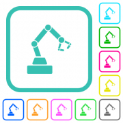 Robot arm vivid colored flat icons in curved borders on white background - Robot arm vivid colored flat icons