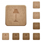 Standing lampshade on rounded square carved wooden button styles - Standing lampshade wooden buttons