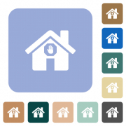 Home quarantine white flat icons on color rounded square backgrounds - Home quarantine rounded square flat icons