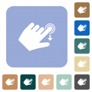 Left handed slide down gesture white flat icons on color rounded square backgrounds - Left handed slide down gesture rounded square flat icons