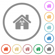 Home quarantine flat color icons in round outlines on white background - Home quarantine flat icons with outlines
