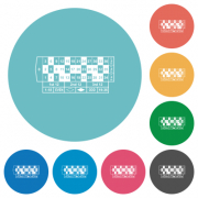 Roulette table flat white icons on round color backgrounds - Roulette table flat round icons