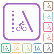 Bicycle lane simple icons in color rounded square frames on white background - Bicycle lane simple icons